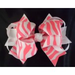  Zebra Print Ribbon Color Layered Hair Bow